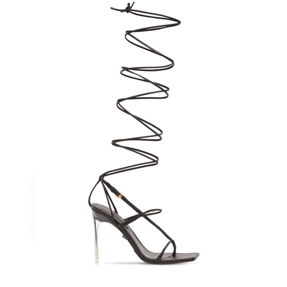 Versace Black Lace Up Sandals